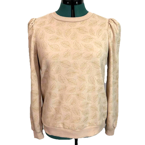 Boden Sweaters - Boden Crewneck Pullover Sweatshirt Peach with Gold Leaf Size‎ 8 Medium